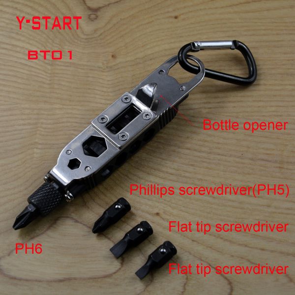 Y-start Twist & Fix Torx & Hex Multi-tool Bt01 Multi Tools Removable Wrenches With Led Light ,bottle Opener ,carabiner For Outdoor, Camping