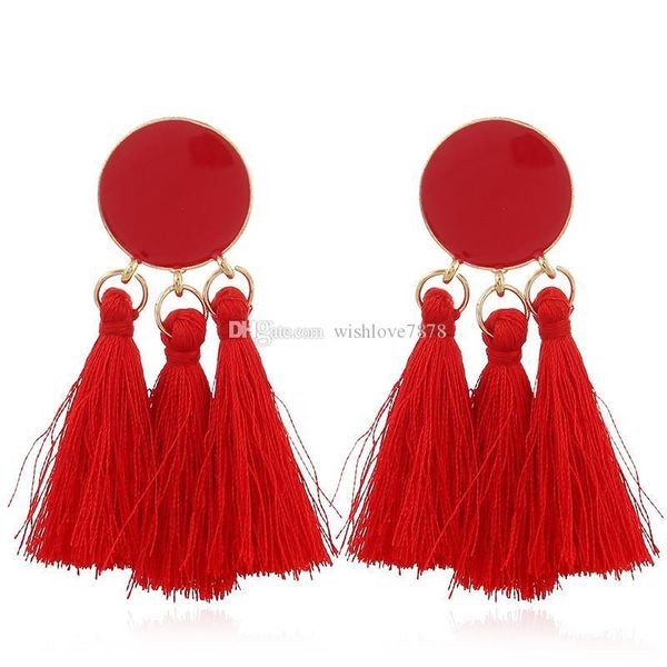 new gold color round enamel drop earrings for women bohemian long fringed tassel earring statement jewelry 9 colors, Silver
new gold color round enamel drop earrings for women bohemian long fringed tassel earring statement jewelry 9 colors, Silver