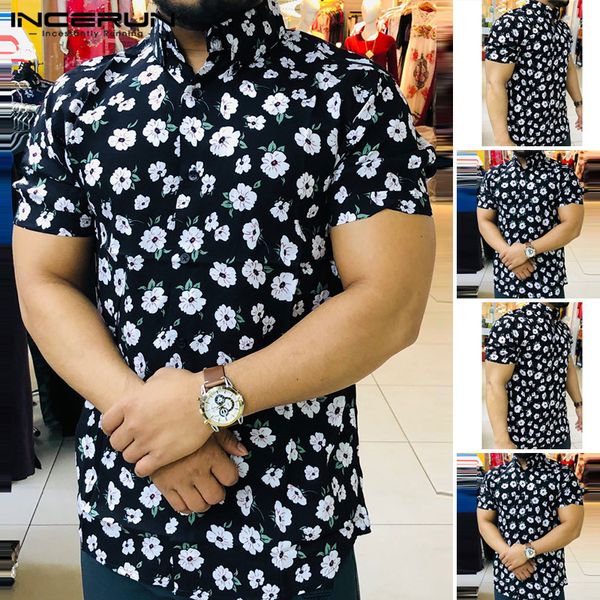 men summer printed shirts short sleeve lapel shirt man casual hawaiian holiday beach blouse loose streetwear floral plus size, White;black
men summer printed shirts short sleeve lapel shirt man casual hawaiian holiday beach blouse loose streetwear floral plus size, White;black