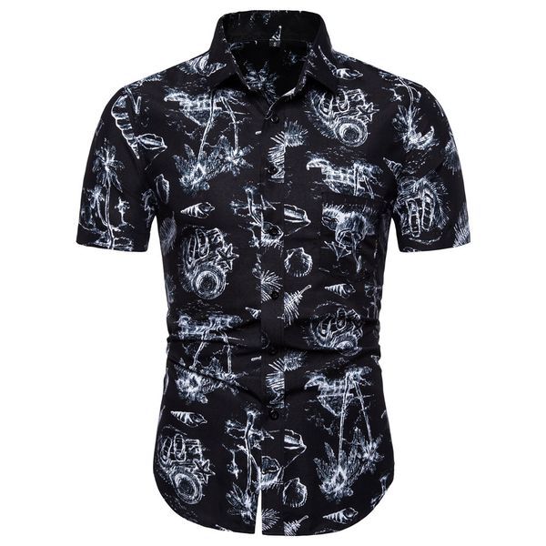 miicoopie 2019 new mens shirt short sleeve hawaiian style print summer shirt men, White;black
miicoopie 2019 new mens shirt short sleeve hawaiian style print summer shirt men, White;black