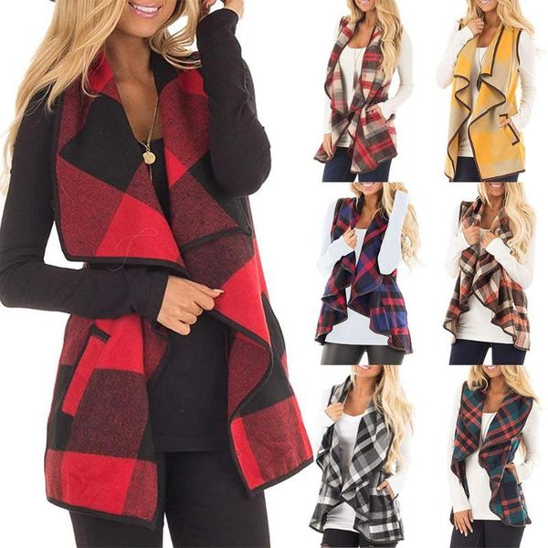 autumn women vest sleeveless plaid cardigan turn down neck jacket casual female ladies medium long pockets coat waistcoat, Black;white
autumn women vest sleeveless plaid cardigan turn down neck jacket casual female ladies medium long pockets coat waistcoat, Black;white