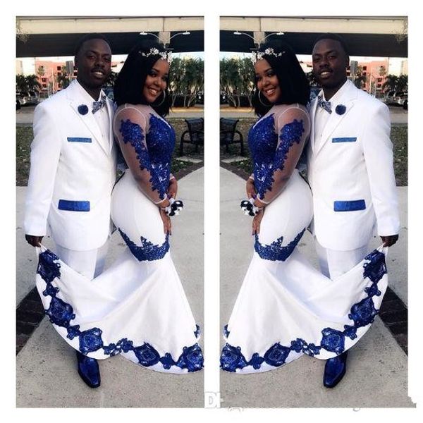 new white satin royal blue aso ebi african prom dresses long illusion sleeves lace applique evening gowns pageant celebrity dress, Black
new white satin royal blue aso ebi african prom dresses long illusion sleeves lace applique evening gowns pageant celebrity dress, Black