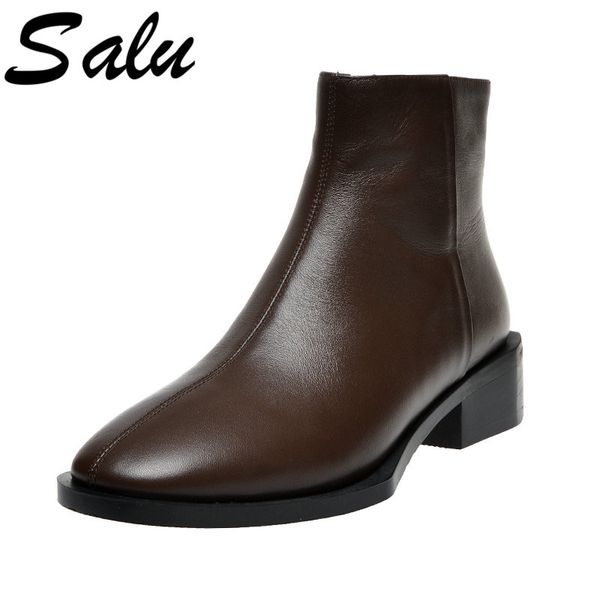 salu female quality genuine leather short boots elegant dancing shoes woman warm square heel women ankle boots, Black
salu female quality genuine leather short boots elegant dancing shoes woman warm square heel women ankle boots, Black