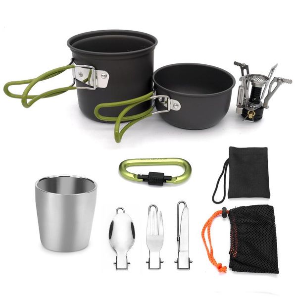 aluminum alloy outdoor camping hiking tableware portable cookware cooking picnic set pot bowl cup with gas stove carabiner
aluminum alloy outdoor camping hiking tableware portable cookware cooking picnic set pot bowl cup with gas stove carabiner