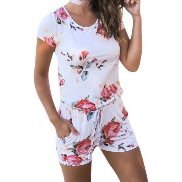women cute floral print playsuits 2018 new casual jumpsuits shorts femme short sleeve back knot summer beach overalls gv826, Black;white
women cute floral print playsuits 2018 new casual jumpsuits shorts femme short sleeve back knot summer beach overalls gv826, Black;white