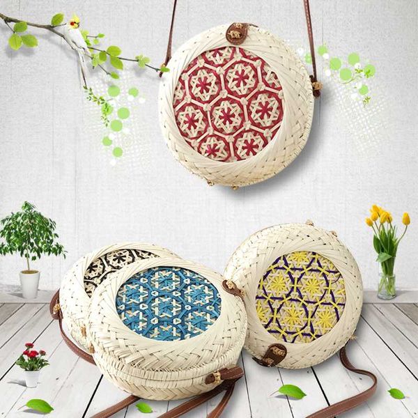 2020 vietnam handmade bamboo woven bag fresh autumn rattan woven round bag slung vacation beach