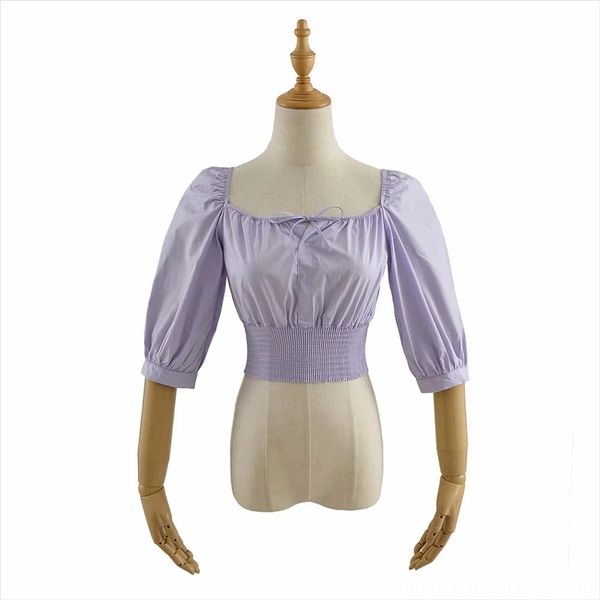 solid color slim elastic waist-closure navel-exposed square collar bubble sleeve t- women's short sleeve shirt t-shirt lace lace, White
solid color slim elastic waist-closure navel-exposed square collar bubble sleeve t- women's short sleeve shirt t-shirt lace lace, White