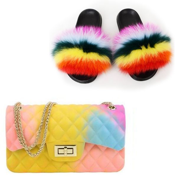 womens fluffy fur slippers rainbow colorful jelly shoulder bag shoes sets woman furry real fur slides girls plush flip flops, Black
womens fluffy fur slippers rainbow colorful jelly shoulder bag shoes sets woman furry real fur slides girls plush flip flops, Black