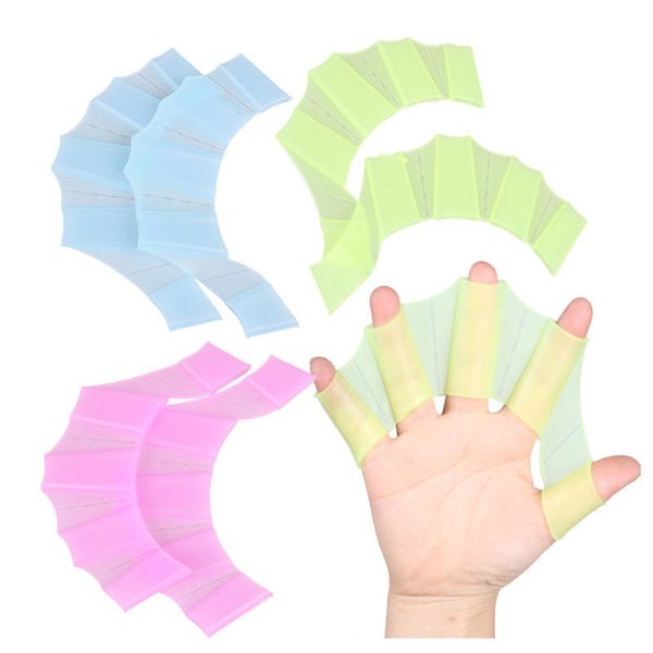 

1 pair children silicone swimming fins flippers diving training snorkeling webbed gloves hand paddles swim gear equipment