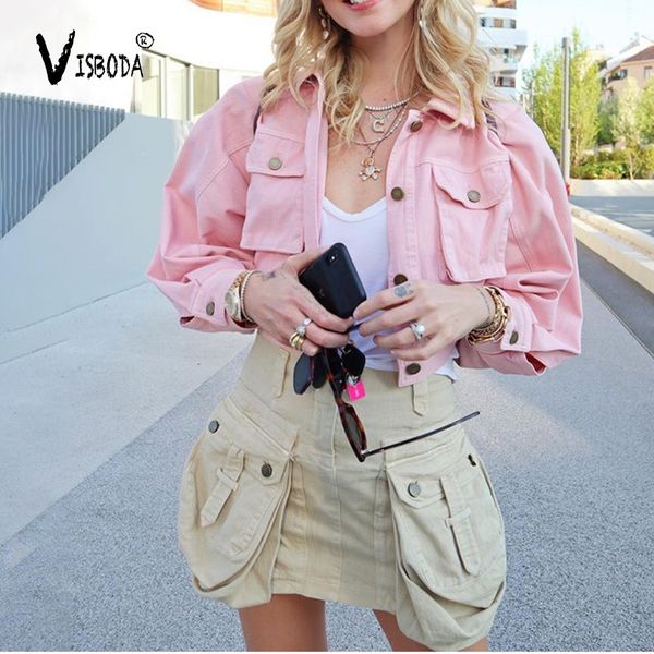 women pink denim baggy bomber jacket loose coat fashion 2019 korea ladies autumn pockets cropped coat pullover plus size femme, Black;brown
women pink denim baggy bomber jacket loose coat fashion 2019 korea ladies autumn pockets cropped coat pullover plus size femme, Black;brown
