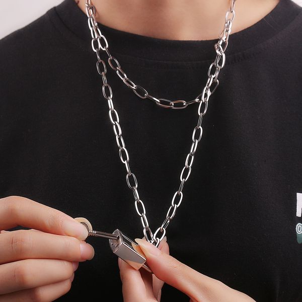 punk padlock key double layer necklaces choker for women men rock hip hop link chain necklace gothic jewelry collar accessories, Silver
punk padlock key double layer necklaces choker for women men rock hip hop link chain necklace gothic jewelry collar accessories, Silver