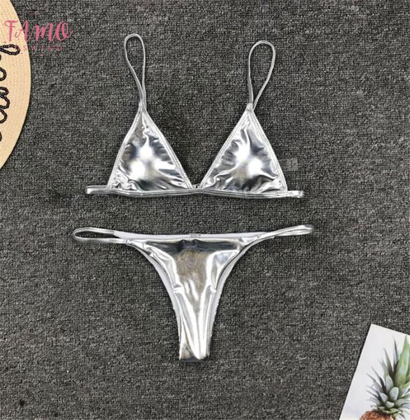 women micro bikini halter pu leather sequin silver push up padded swimsuit beach bathing suit brazilian thong swimsuit biquini, White;black 
women micro bikini halter pu leather sequin silver push up padded swimsuit beach bathing suit brazilian thong swimsuit biquini, White;black