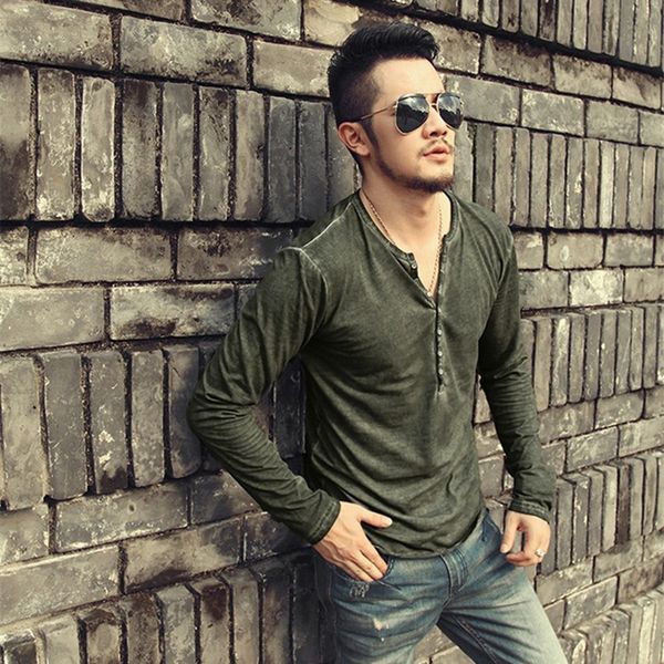 fashion brand men cotton blend t shirts casual long sleeve men button pullovers tee shirt spring autumn vintage, White;black
fashion brand men cotton blend t shirts casual long sleeve men button pullovers tee shirt spring autumn vintage, White;black