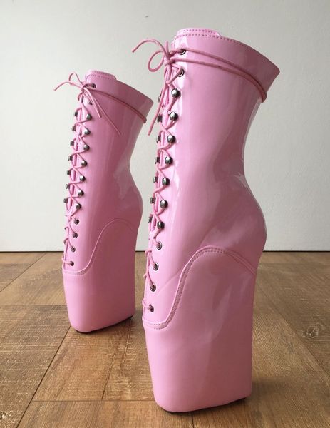 new arrive pink 18cm extreme high heel hoof sole heelless wedge ballet boots pointed toe lace-up ankle boots women, Black
new arrive pink 18cm extreme high heel hoof sole heelless wedge ballet boots pointed toe lace-up ankle boots women, Black