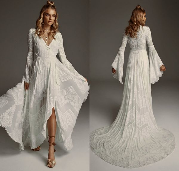 2019 classics bohemian wedding dresses v neck lace long sleeve vintage country bridal gowns sweep train beach boho robes de mariée, White
2019 classics bohemian wedding dresses v neck lace long sleeve vintage country bridal gowns sweep train beach boho robes de mariée, White