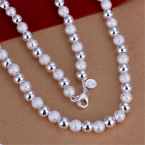 silver plated 8mm sanding beads chain noble elegant women men luxury necklace fashion wedding 925 jewelry n086
silver plated 8mm sanding beads chain noble elegant women men luxury necklace fashion wedding 925 jewelry n086