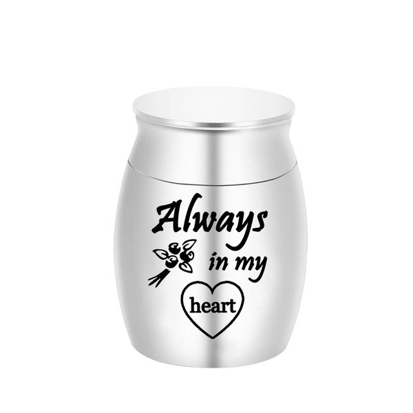 fashion pendant aluminum alloy jewelry holder jar ashes urn always in my heart cremation memorial urn 30x40mm, Silver
fashion pendant aluminum alloy jewelry holder jar ashes urn always in my heart cremation memorial urn 30x40mm, Silver