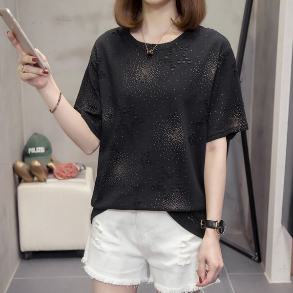 plus size hole star cotton t-shirts women 2020 summer fashion golden trim short sleeve loose korean chic oversized t shirt, White
plus size hole star cotton t-shirts women 2020 summer fashion golden trim short sleeve loose korean chic oversized t shirt, White