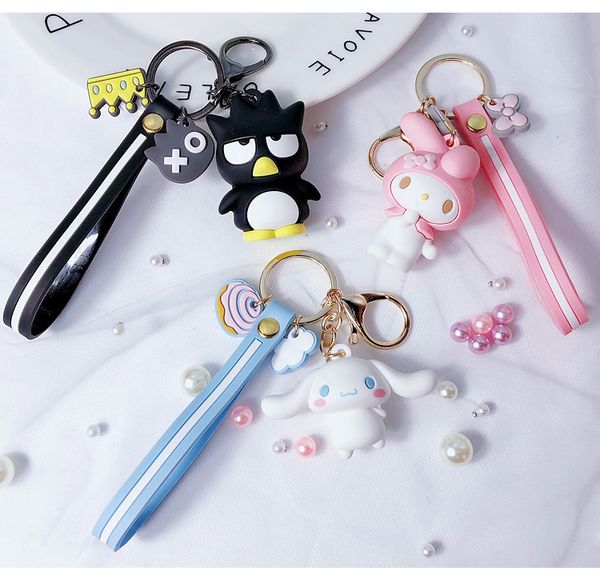 

cartoon epoxy pudding dog frog key chain melody big ears dog cool penguin cool lomi key chain women pendant gift keyring, Silver