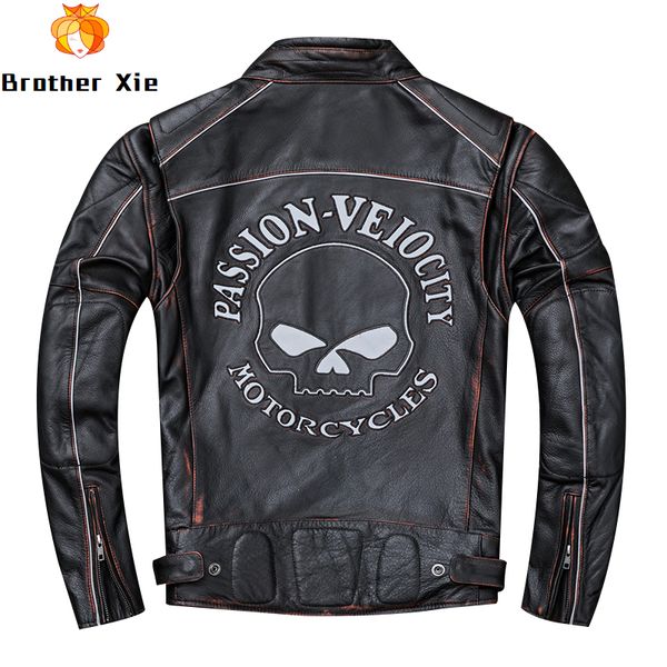 2020 men's genuine leather jackets cowhide skull motocycle leather jackets vintage brown biker coat for male, Black
2020 men's genuine leather jackets cowhide skull motocycle leather jackets vintage brown biker coat for male, Black