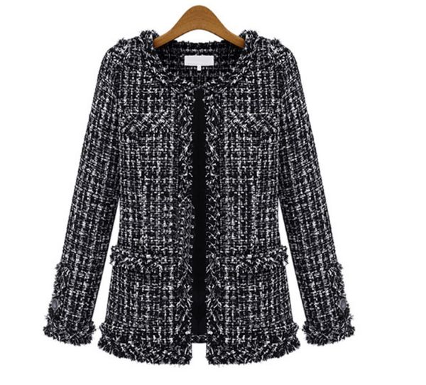 autumn winter coat women elegant slim long sleeve plaid coat female vintage formal plus size tassel tweed coats black 4xl, Black;brown
autumn winter coat women elegant slim long sleeve plaid coat female vintage formal plus size tassel tweed coats black 4xl, Black;brown