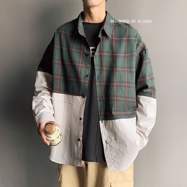 plaid shirt men loose long-sleeved stitching shirt men casual spring and autumn new shirts, White;black
plaid shirt men loose long-sleeved stitching shirt men casual spring and autumn new shirts, White;black