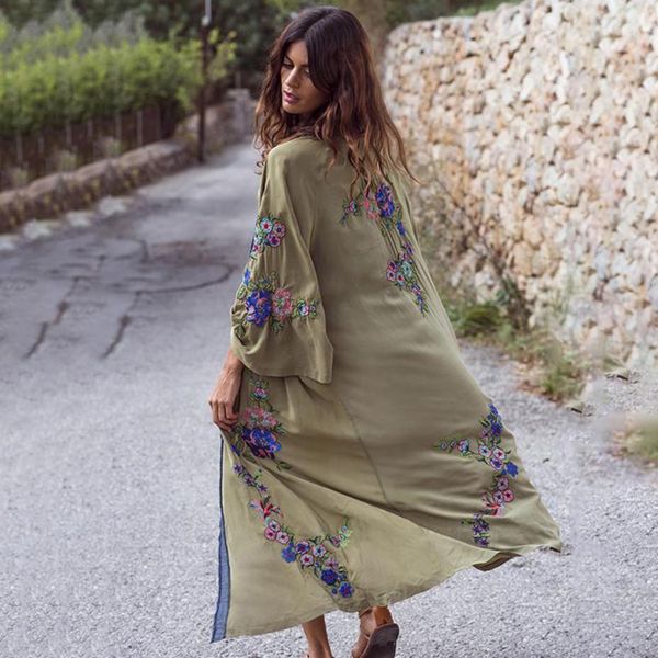 national ethnic loose long jacket women 2019 summer long sleeve floral embroidery cardigan boho beach hippie cover up kimono, Black;brown
national ethnic loose long jacket women 2019 summer long sleeve floral embroidery cardigan boho beach hippie cover up kimono, Black;brown