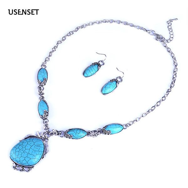 usenset brand new national style turquoise pendant necklace with earings accessories women choker fashion gift j03, Silver
usenset brand new national style turquoise pendant necklace with earings accessories women choker fashion gift j03, Silver