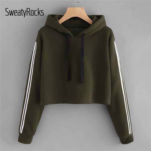 sweatyrocks army green drawstring hoodie striped tape sleeve sweatshirt long sleeve crop 2018 autumn women casual hoodies, Black
sweatyrocks army green drawstring hoodie striped tape sleeve sweatshirt long sleeve crop 2018 autumn women casual hoodies, Black