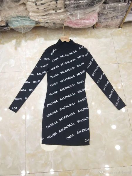 2019 осень новый стиль черный с длинным рукавом вязать тонкий платье женщины обтягивающее платье для вечернего платья, Black;gray