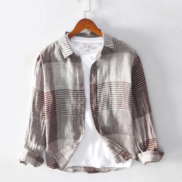 100%linen long sleeve plaid shirt spring new men breathable casual classic turn-down collar clothes y2381, White;black
100%linen long sleeve plaid shirt spring new men breathable casual classic turn-down collar clothes y2381, White;black