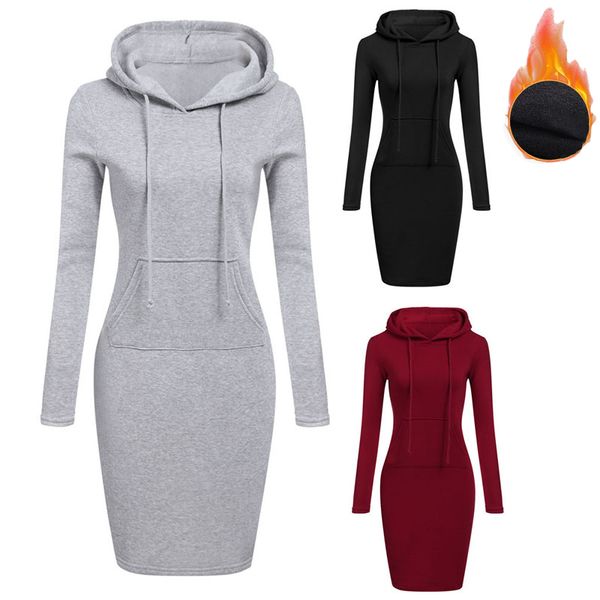 bkmgc sweatshirt autumn winter warm casual sport long-sleeve dress women clothing hooded drawstring pocket dress, Black;gray
bkmgc sweatshirt autumn winter warm casual sport long-sleeve dress women clothing hooded drawstring pocket dress, Black;gray