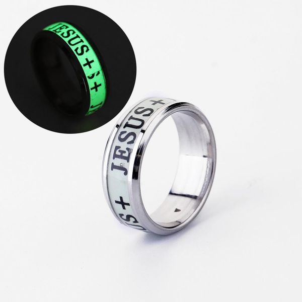 luminous jesus christ ring stainless steel cross ring glowing in the dark jewelry engagement ring, Silver
luminous jesus christ ring stainless steel cross ring glowing in the dark jewelry engagement ring, Silver