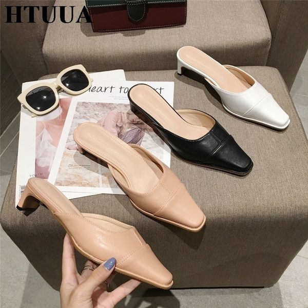htuua design slippers 2020 spring summer women mules shoes cozy pu square heel slip on loafers outdoor slides sx3818, Black
htuua design slippers 2020 spring summer women mules shoes cozy pu square heel slip on loafers outdoor slides sx3818, Black
