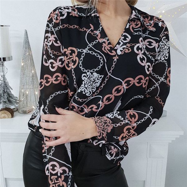 printed steel link chain chiffon blouse women loose shirt elegant long sleeve v neck shirts woman ol clothes, White
printed steel link chain chiffon blouse women loose shirt elegant long sleeve v neck shirts woman ol clothes, White