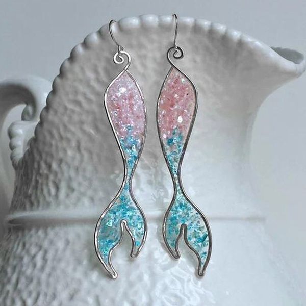 bohemian vintage opals mermaid tassel earrrings for women multicolor resin shinny mermaid tail drop earring wedding jewelry, Silver
bohemian vintage opals mermaid tassel earrrings for women multicolor resin shinny mermaid tail drop earring wedding jewelry, Silver