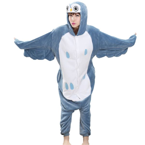 

women animal pajamas owl onesies for adults female pajama warm pijama cosplay women sleepwear sleep lounge home clothing, Blue;gray