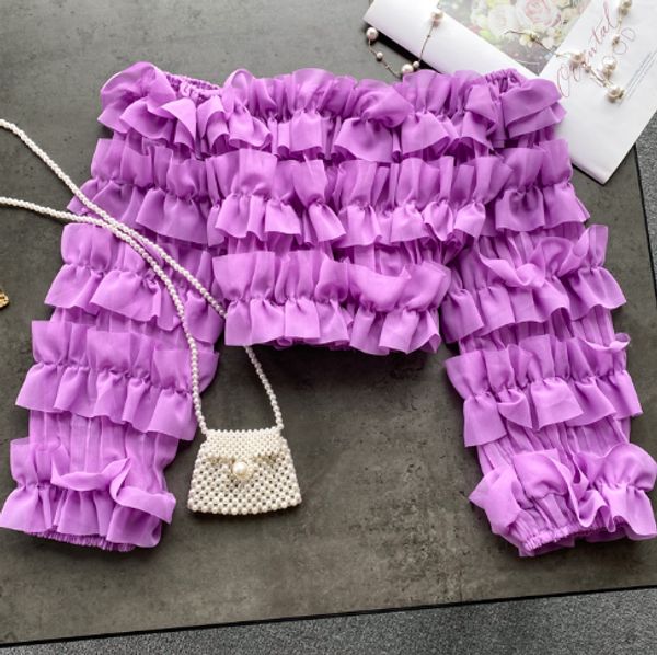purple blouse for woman summer wear new style sweet ruffled slash neck off-shoulder puff sleeve short chiffon shirt blusas femme, White
purple blouse for woman summer wear new style sweet ruffled slash neck off-shoulder puff sleeve short chiffon shirt blusas femme, White