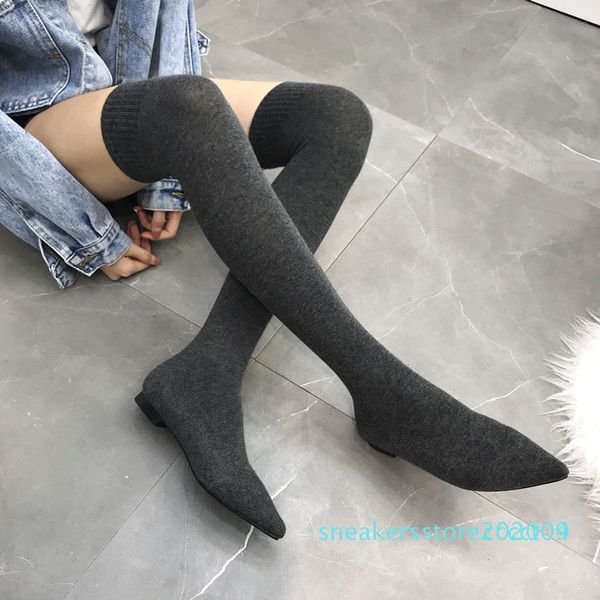 stretch fabrics women's over the knee boots pointed toe 2 colors knitting thread flat boots niufuni spring winter woman shoes s09, Black
stretch fabrics women's over the knee boots pointed toe 2 colors knitting thread flat boots niufuni spring winter woman shoes s09, Black