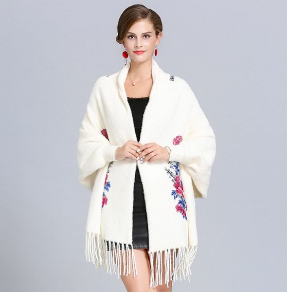 female embroidered cape poncho cardigan knitting lady shawl stole wraps sweater #4145, Blue;gray
female embroidered cape poncho cardigan knitting lady shawl stole wraps sweater #4145, Blue;gray