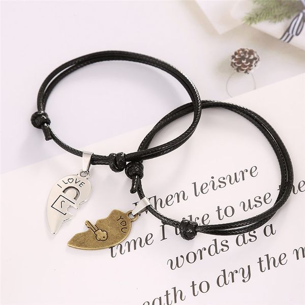 2pcs/set, new design bronze and silver two halves heart stitching couple bracelet for women and men rope chain paired bracelets, Golden;silver
2pcs/set, new design bronze and silver two halves heart stitching couple bracelet for women and men rope chain paired bracelets, Golden;silver