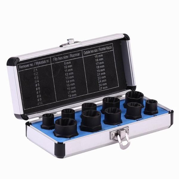 10pcs damaged nut bolt remover kit stud extractor broken bolt screw remover hand tool