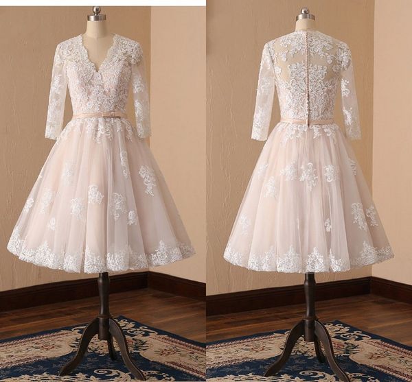 real p chic knee length wedding reception dress v neck with illusion sleeves applique lace wedding dresses bridal gowns new, White
real p chic knee length wedding reception dress v neck with illusion sleeves applique lace wedding dresses bridal gowns new, White