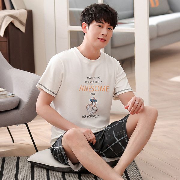 men's sleepwear men summer cotton pajamas korean simple natura short sleeve shorts thin casual pajama sets mens set, Black;brown
men's sleepwear men summer cotton pajamas korean simple natura short sleeve shorts thin casual pajama sets mens set, Black;brown