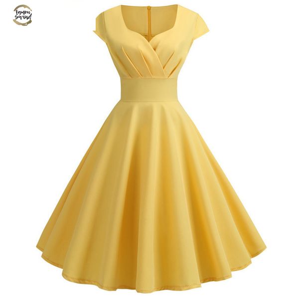 summer women dress slim elegant v-neck yellow solid short sleeve party dresses female 50s 60s vintage a-line dress vestidos, Black;gray
summer women dress slim elegant v-neck yellow solid short sleeve party dresses female 50s 60s vintage a-line dress vestidos, Black;gray