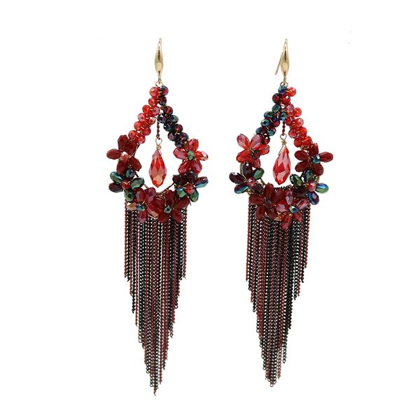 delicate handmade red blue crystal beaded boho metal chain drop long tassel earrings women girls fashion luxury bohemian jewelry, Silver
delicate handmade red blue crystal beaded boho metal chain drop long tassel earrings women girls fashion luxury bohemian jewelry, Silver