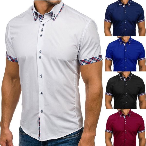 shirt men 2020 design casual shirt men short sleeve slim fit cotton dress shirts black office formal plus size, White;black
shirt men 2020 design casual shirt men short sleeve slim fit cotton dress shirts black office formal plus size, White;black