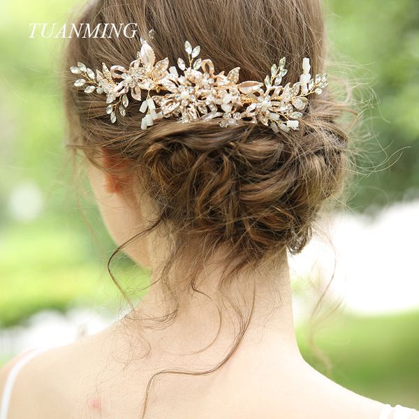 luxury gold crystal wedding hair jewelry for women flower rhinestone elegant hair combs bridal fashion accessories gifts, Golden;white
luxury gold crystal wedding hair jewelry for women flower rhinestone elegant hair combs bridal fashion accessories gifts, Golden;white