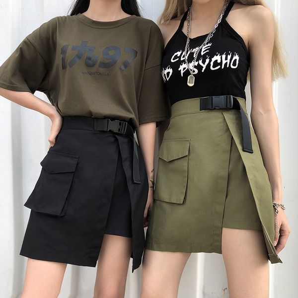 summer retro hip hop harajuku korean women a-line mini skirt high waist casual chic irregular pocket tooling skirt, Black
summer retro hip hop harajuku korean women a-line mini skirt high waist casual chic irregular pocket tooling skirt, Black