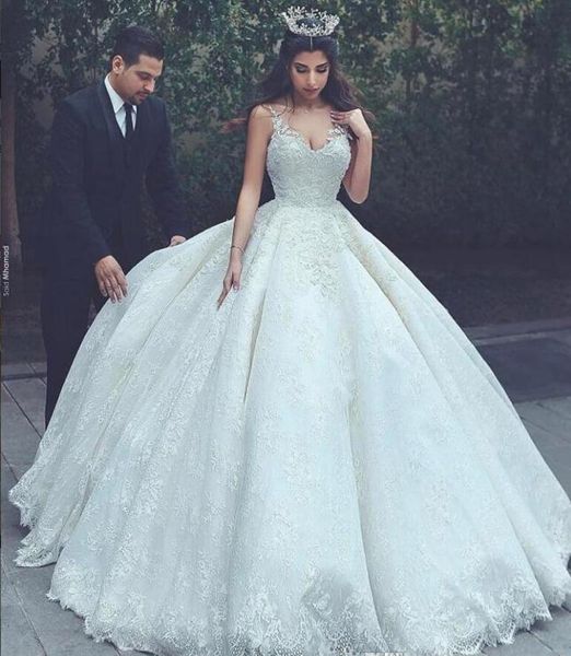 2020 new luxury custom made puffy wedding dress spaghetti straps full lace bridal gown dubai saudi arabia wedding gown with appliques, White
2020 new luxury custom made puffy wedding dress spaghetti straps full lace bridal gown dubai saudi arabia wedding gown with appliques, White